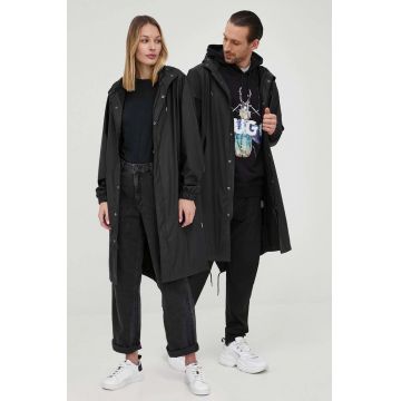 Rains hanorac 18140 Fishtail Parka culoarea negru, de tranzitie 18140.01-Black