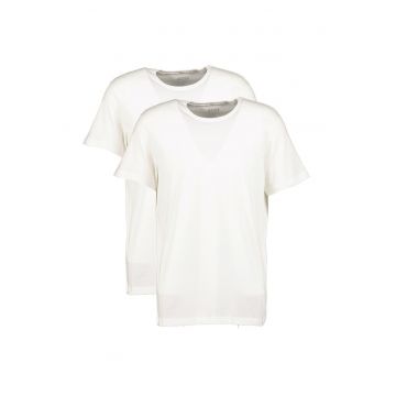 Set de tricouri de casa cu decolteu la baza gatului - 2 piese - Alb