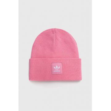 adidas Originals caciula culoarea roz, din tricot gros