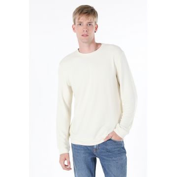 Bluza texturata cu decolteu rotund