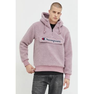 Champion bluza barbati, culoarea violet, cu glugă, cu imprimeu