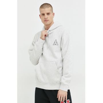 HUF bluza barbati, culoarea gri, cu glugă, cu imprimeu