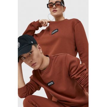 Kangol bluza unisex, culoarea maro, cu imprimeu