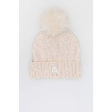 New Era caciula culoarea bej, din tricot gros