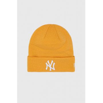 New Era caciula culoarea galben, din tricot gros