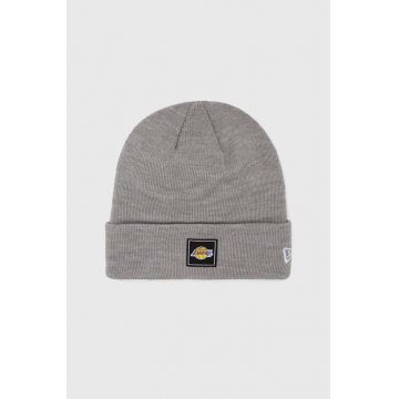 New Era caciula culoarea gri, din tricot gros