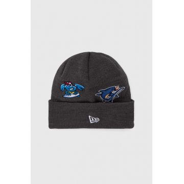 New Era caciula culoarea gri, din tricot gros