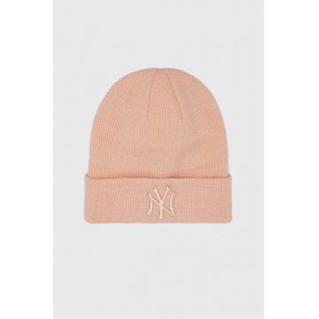 New Era caciula culoarea roz, din tricot gros