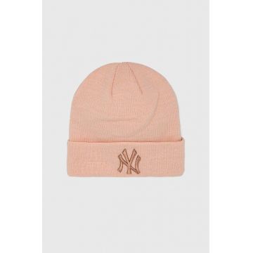 New Era caciula culoarea roz, din tricot gros