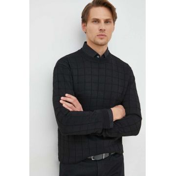 Sisley pulover din amestec de lana barbati, culoarea negru, light