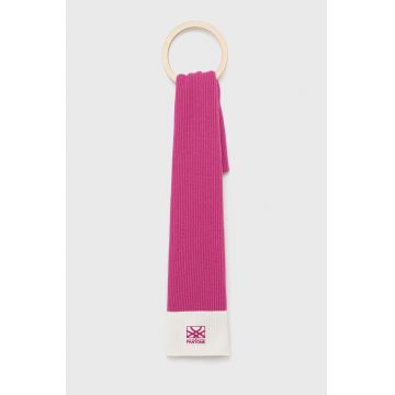 United Colors of Benetton esarfa din amestec de lana culoarea roz, neted