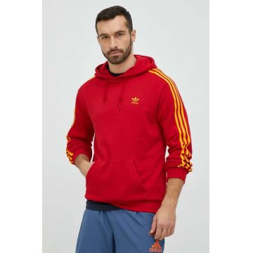 adidas Originals hanorac de bumbac barbati, culoarea rosu, cu glugă, cu imprimeu