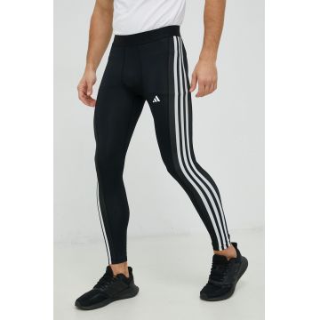 adidas Performance leggins de antrenament Techfit barbati, culoarea negru, cu imprimeu