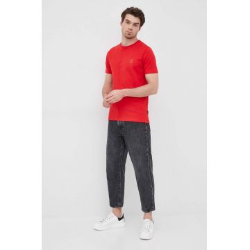 Boss tricou din bumbac Boss Casual culoarea rosu, cu imprimeu