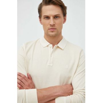 Marc O'Polo longsleeve din bumbac culoarea bej, neted