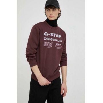 G-Star Raw bluza barbati, culoarea bordo, cu imprimeu