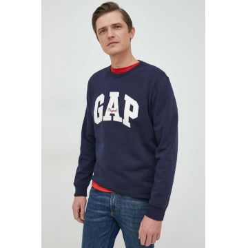 GAP bluza barbati, culoarea albastru marin, cu imprimeu