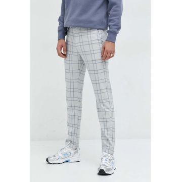 Hollister Co. pantaloni barbati, culoarea gri, cu fason chinos