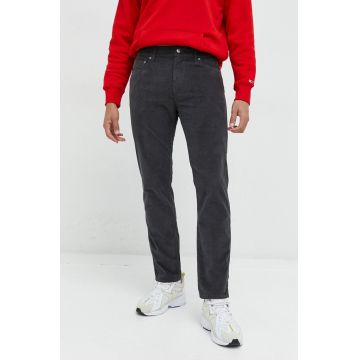 Hollister Co. pantaloni de catifea cord barbati, culoarea gri, drept