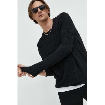 Hollister Co. pulover barbati, culoarea negru, light