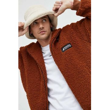 Kangol bluza barbati, culoarea maro, cu glugă, neted