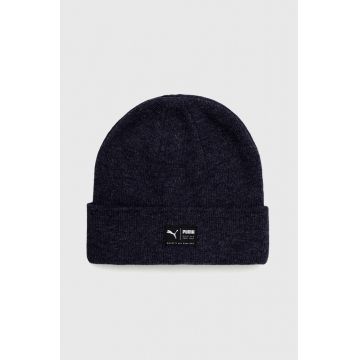 Puma caciula , culoarea albastru marin, din tricot gros