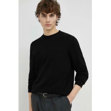 Samsoe Samsoe pulover de lână bărbați, culoarea negru