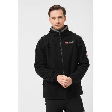 Jacheta din material fleece cu detaliu cu logo brodat Tamazonie - Negru