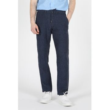 Pantaloni chino din in cu snur de ajustare in talie