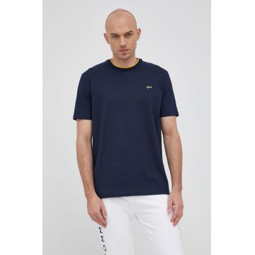 Paul&Shark tricou din bumbac culoarea albastru marin, neted Paul&Shark tricou din bumbac culoarea albastru marin, neted