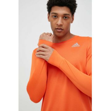 Adidas Performance longsleeve pentru alergare Own the Run culoarea portocaliu, neted