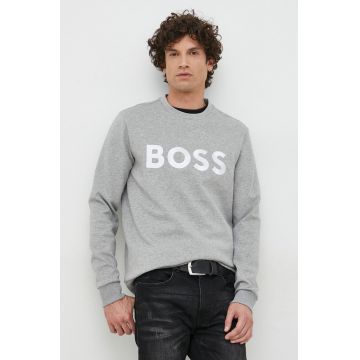 BOSS bluza BOSS GREEN barbati, culoarea gri, cu imprimeu