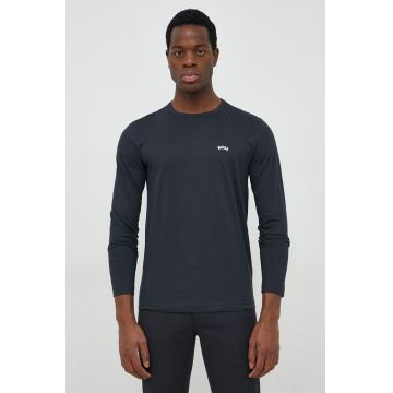 BOSS longsleeve din bumbac boss athleisure , culoarea albastru marin, melanj