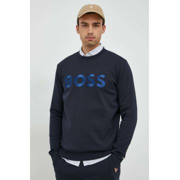 BOSS pantaloni de trening BOSS GREEN barbati, culoarea albastru marin, cu imprimeu