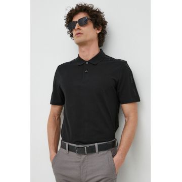 BOSS polo de bumbac culoarea negru, cu imprimeu