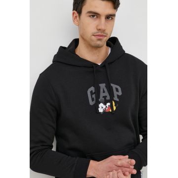 GAP bluza x Disney barbati, culoarea negru, cu glugă, cu imprimeu