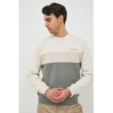 Pepe Jeans hanorac de bumbac Scott Crew barbati, culoarea bej, cu imprimeu