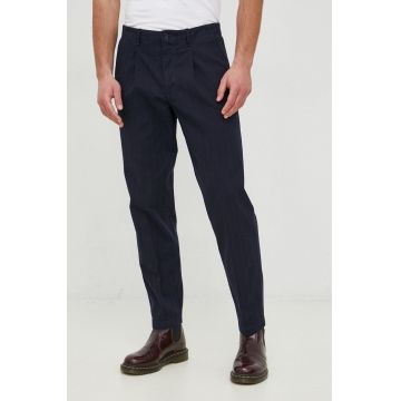 PS Paul Smith pantaloni barbati, culoarea albastru marin, mulata