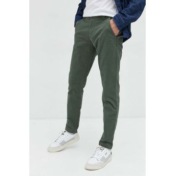 Tommy Jeans pantaloni barbati, culoarea verde, mulata