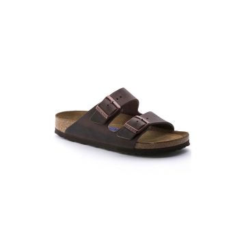 Birkenstock șlapi de piele Arizona bărbați, culoarea maro