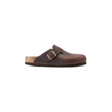 Birkenstock slapi de piele Boston barbati, culoarea maro, 860131