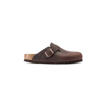 Birkenstock șlapi de piele Boston SFB bărbați, culoarea maro, 860131