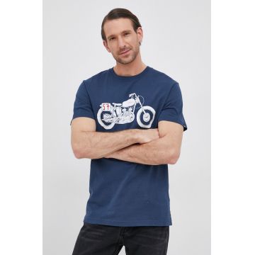 Deus Ex Machina tricou din bumbac culoarea albastru marin, cu imprimeu