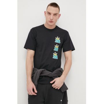 HUF tricou din bumbac culoarea negru, cu imprimeu