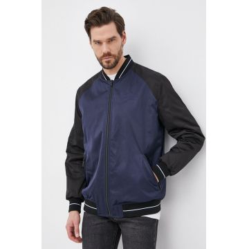 Karl Lagerfeld geaca bomber cu doua fete barbati, culoarea albastru marin, de tranzitie