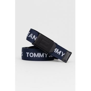 Tommy Jeans curea Rev Webbing barbati, culoarea albastru marin