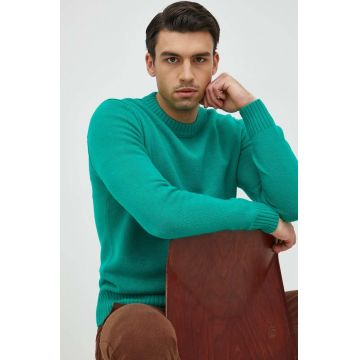 BOSS pulover de lana BOSS ORANGE barbati, culoarea verde