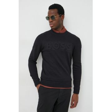 BOSS pulover din amestec de lana barbati, culoarea negru, light