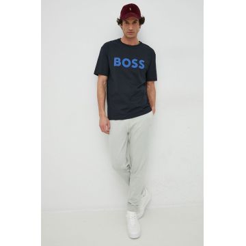 BOSS tricou din bumbac BOSS GREEN culoarea negru, cu imprimeu