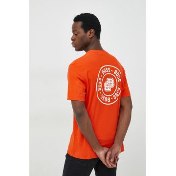 BOSS tricou din bumbac BOSS ORANGE culoarea portocaliu, cu imprimeu